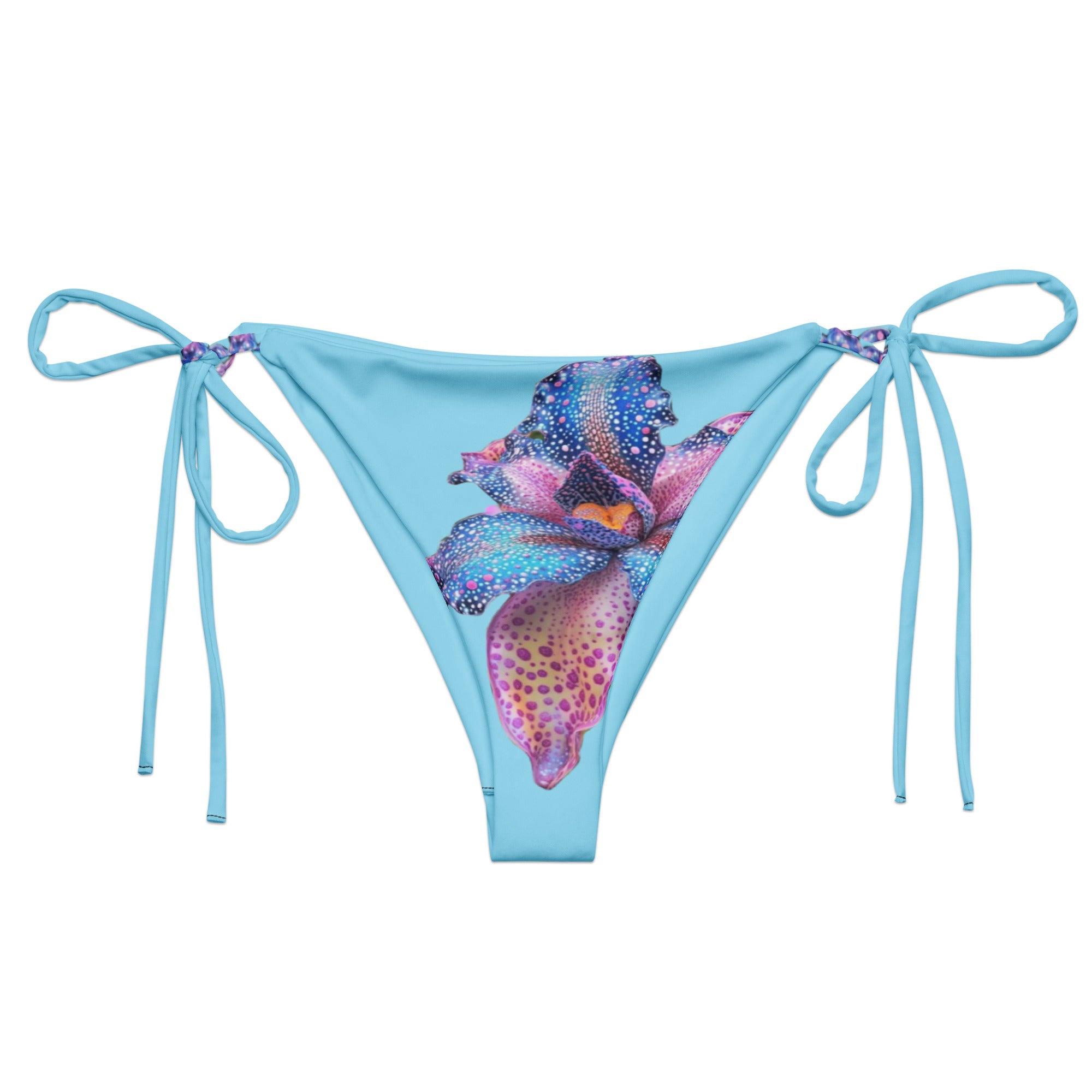 Blue Water Lily String Bikini Bottom
